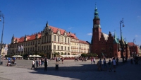 Breslau, Wrocław, Marktplatz "Großer Ring", neues und altes Rathaus